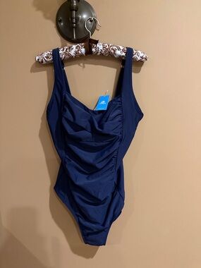 Cupshe Navy Blue Ruched One-Piece Swimsuit
